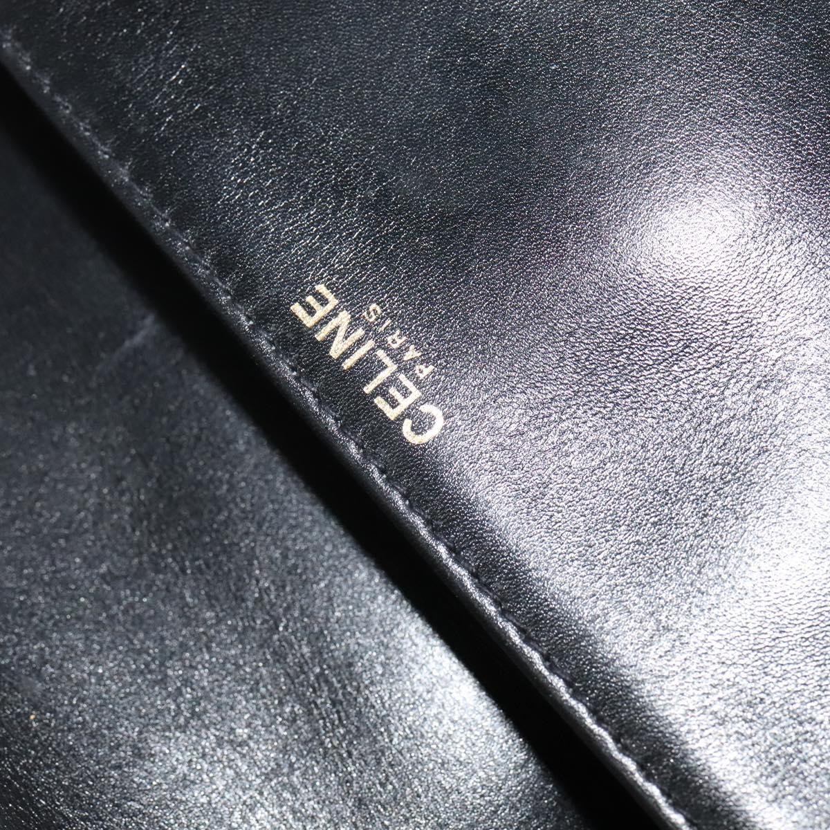 CELINE Shoulder Bag Leather Black Gold Auth bs25461