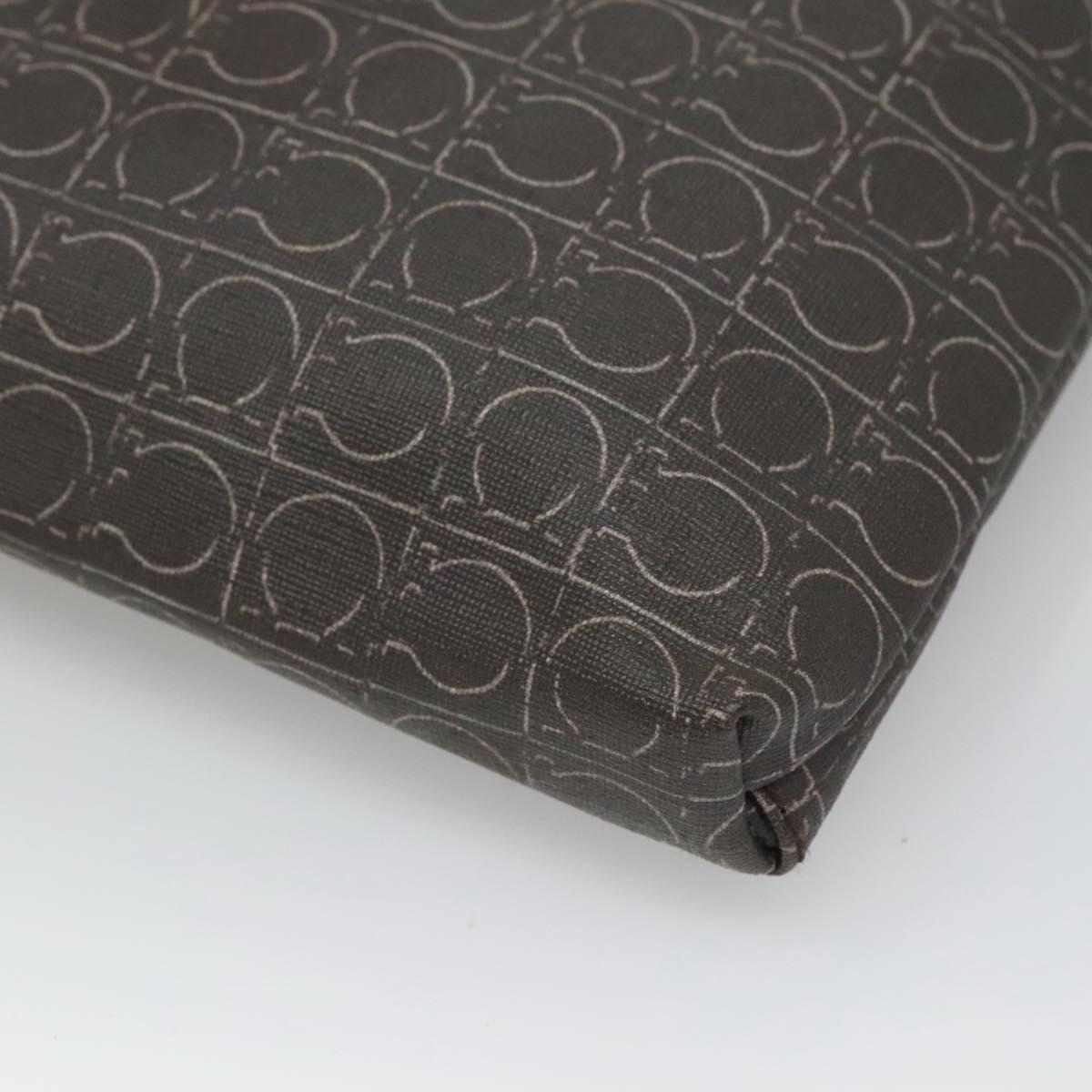 Salvatore Ferragamo Shoulder Bag PVC Leather Brown Auth bs25462