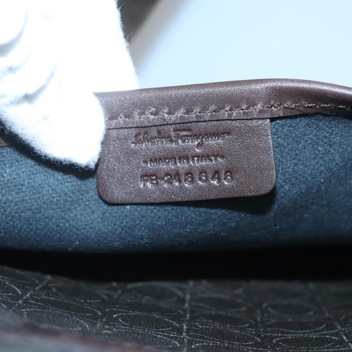 Salvatore Ferragamo Shoulder Bag PVC Leather Brown Auth bs25462