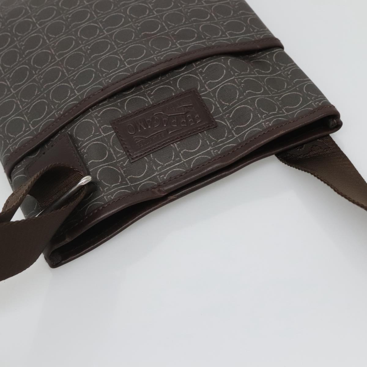 Salvatore Ferragamo Shoulder Bag PVC Leather Brown Auth bs25462