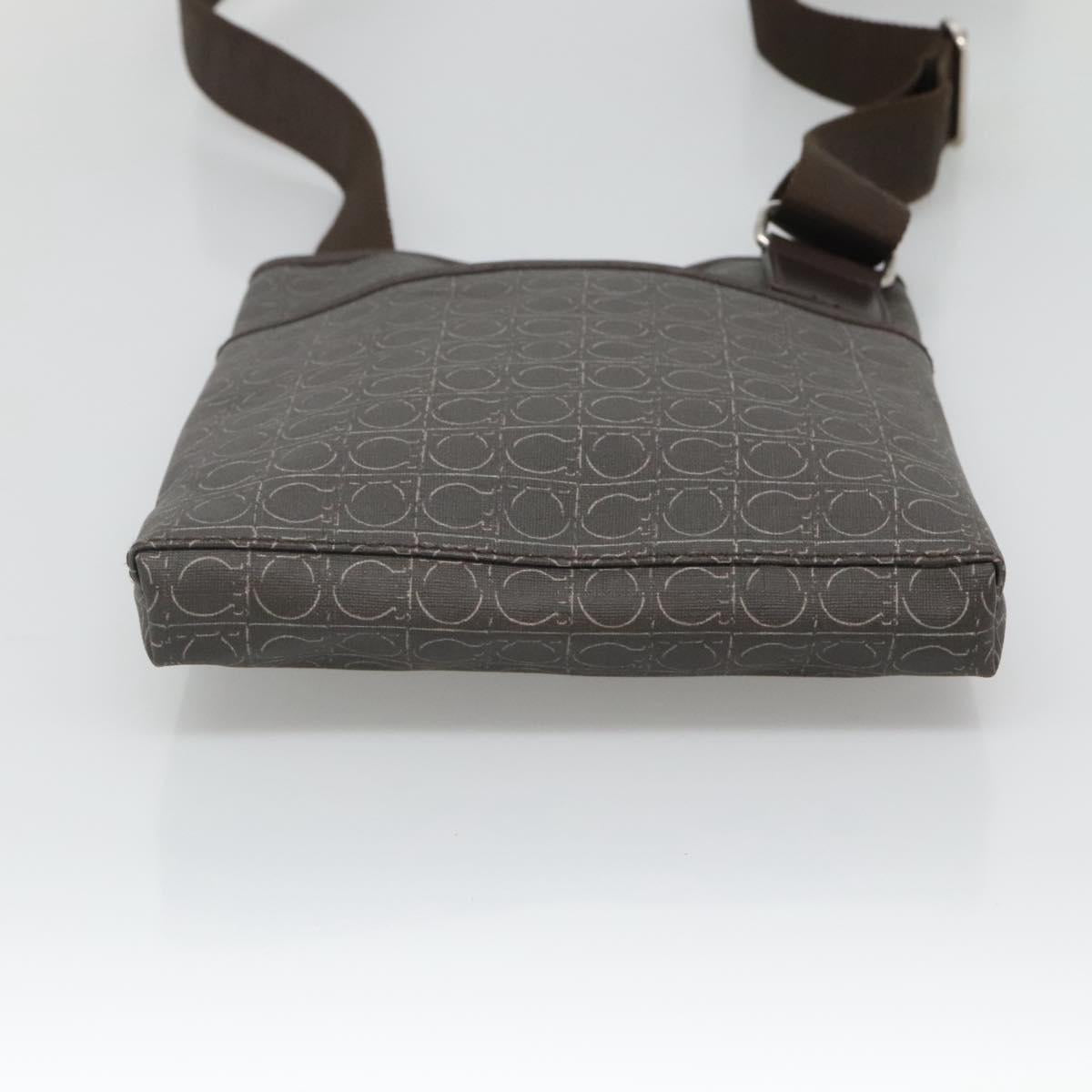 Salvatore Ferragamo Shoulder Bag PVC Leather Brown Auth bs25462