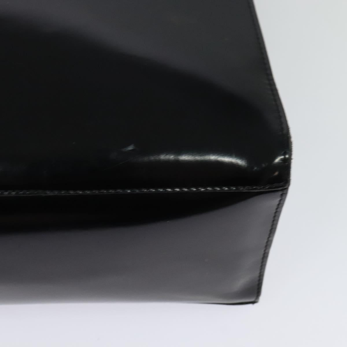 Salvatore Ferragamo Tote Bag Enamel Black Gold Auth bs25463