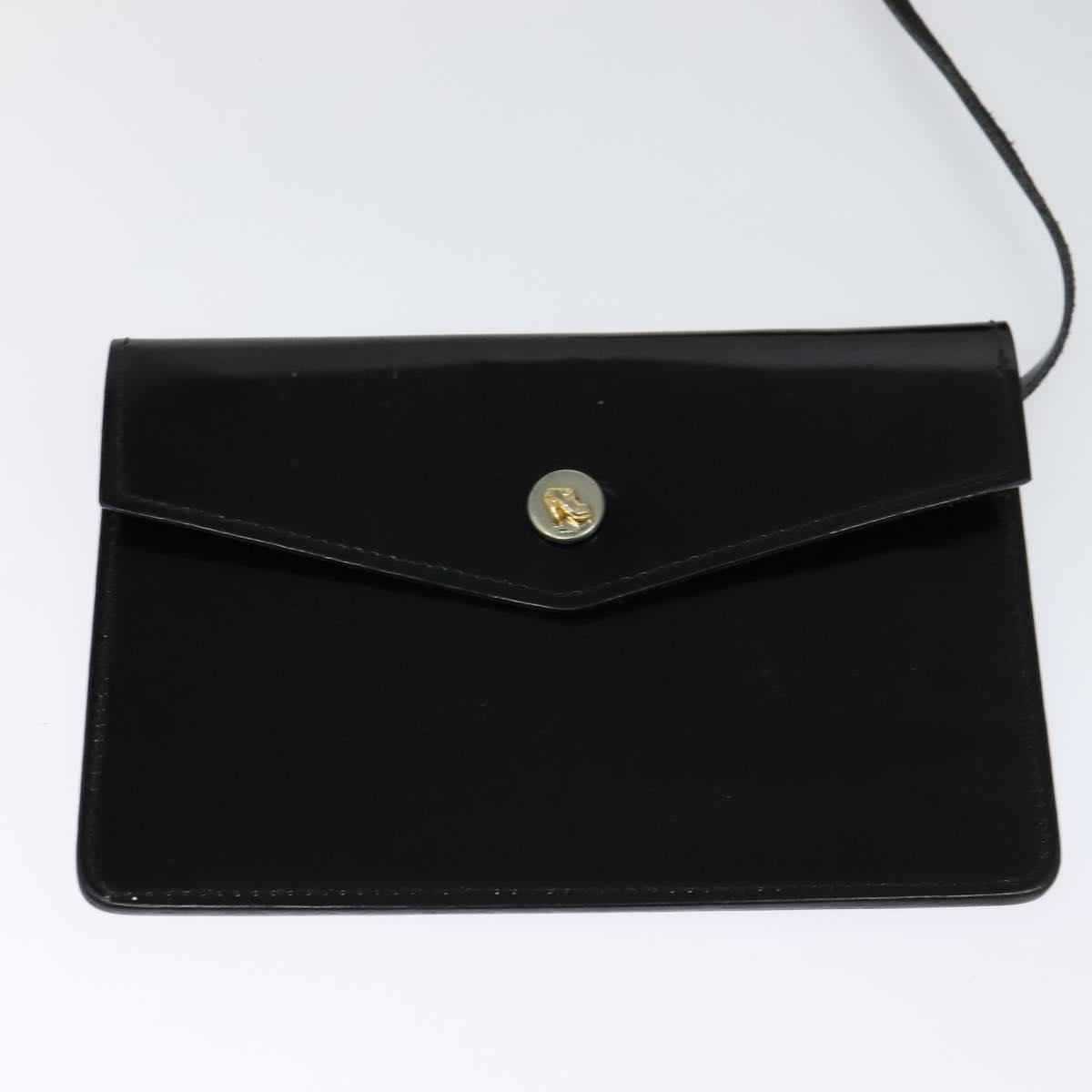 Salvatore Ferragamo Tote Bag Enamel Black Gold Auth bs25463