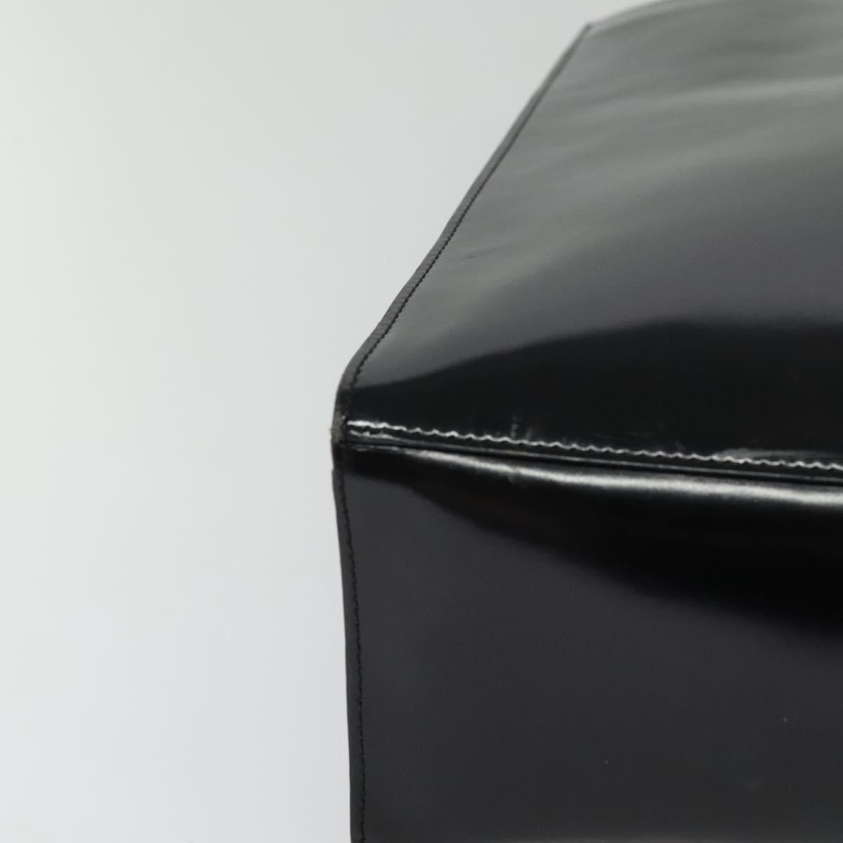 Salvatore Ferragamo Tote Bag Enamel Black Gold Auth bs25463