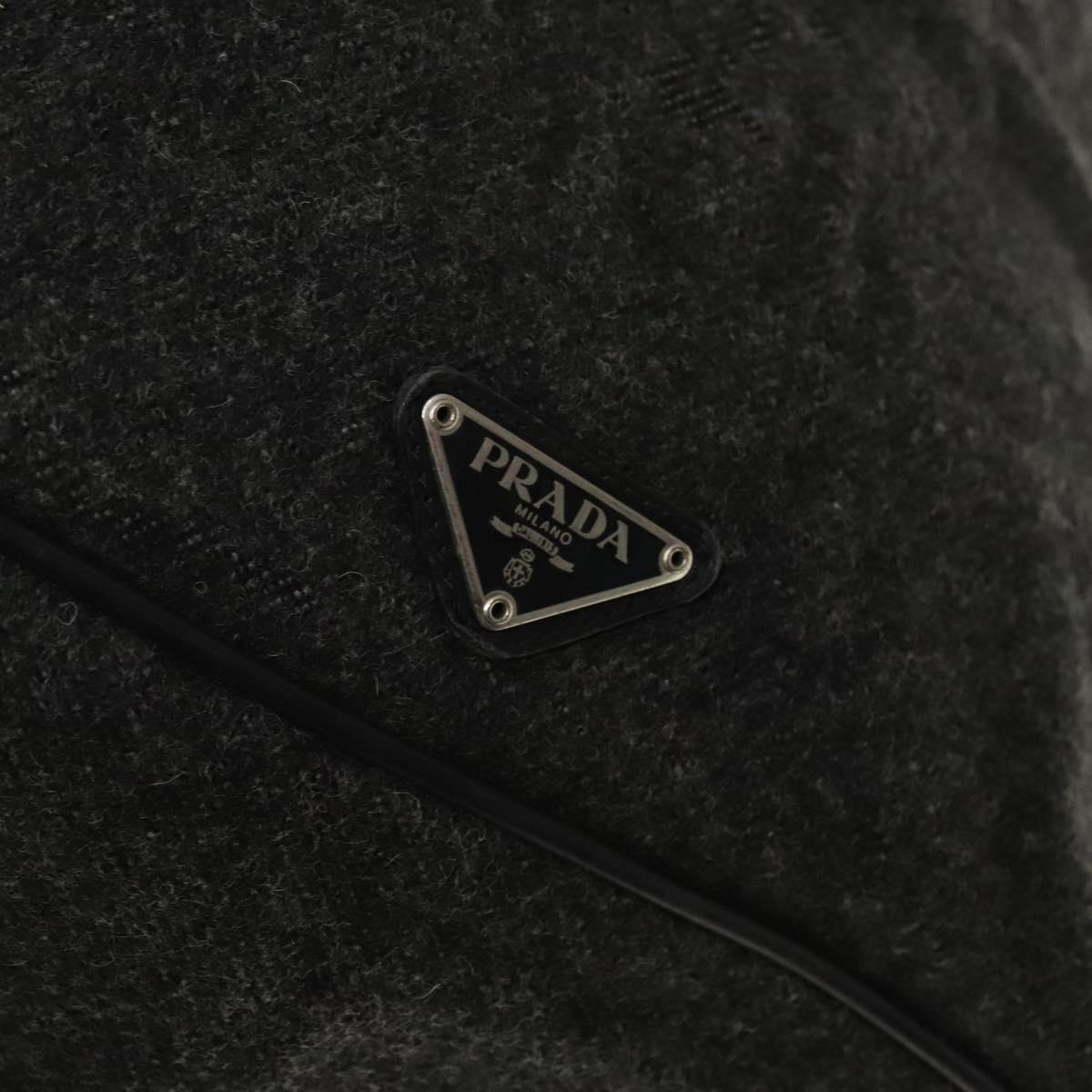 PRADA Boston Bag Wool 2way Gray Auth bs25464