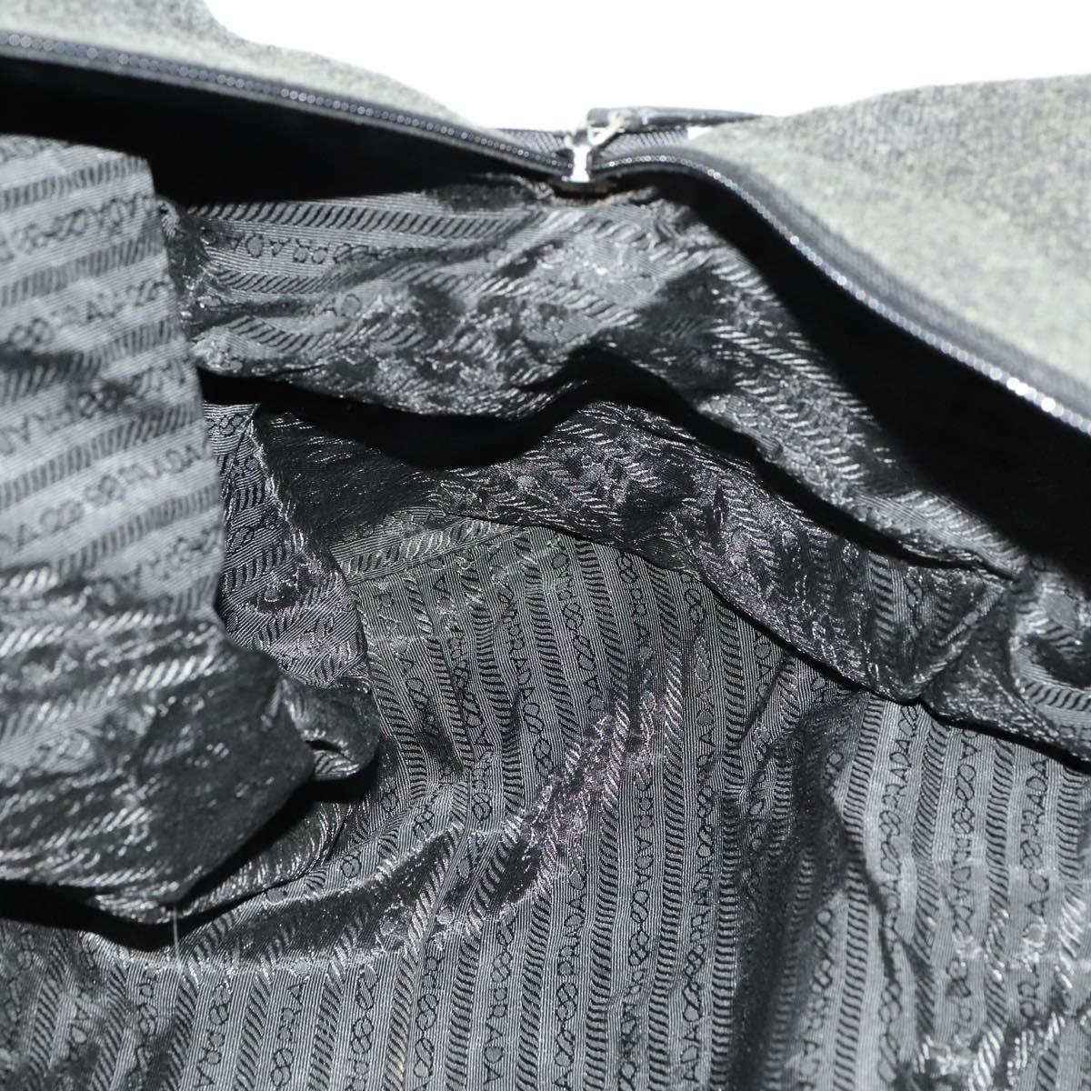 PRADA Boston Bag Wool 2way Gray Auth bs25464