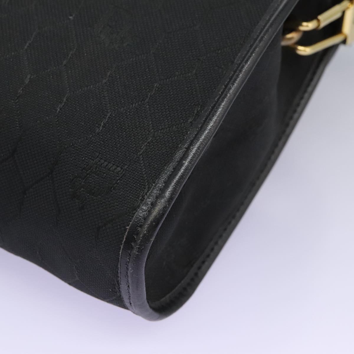 Christian Dior Honeycomb Canvas Shoulder Bag Black Gold Auth bs25477