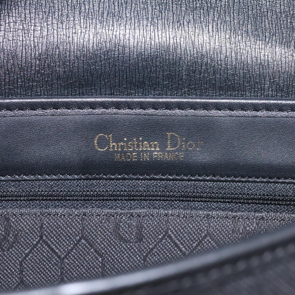Christian Dior Honeycomb Canvas Shoulder Bag Black Gold Auth bs25477