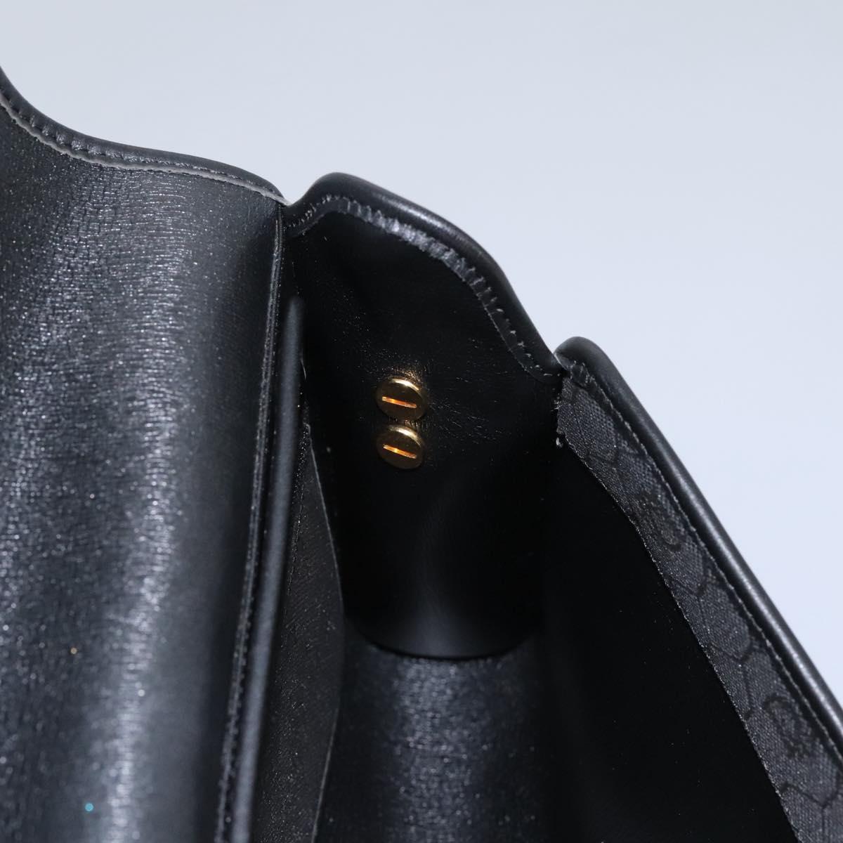 Christian Dior Honeycomb Canvas Shoulder Bag Black Gold Auth bs25477