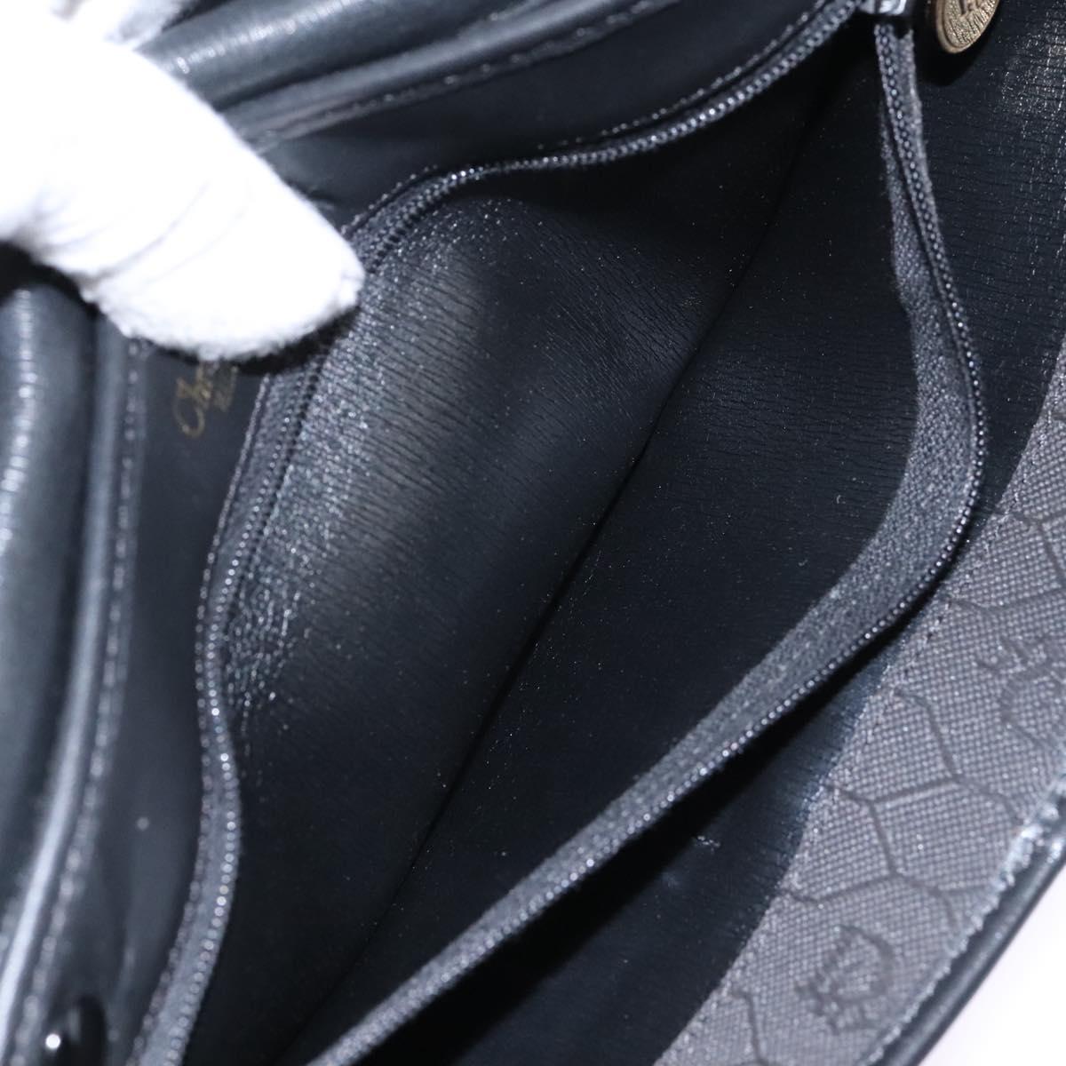 Christian Dior Honeycomb Canvas Shoulder Bag Black Gold Auth bs25477