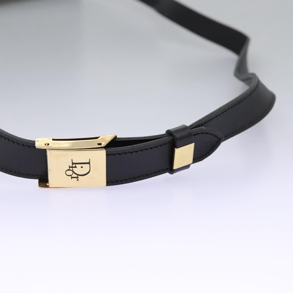 Christian Dior Honeycomb Canvas Shoulder Bag Black Gold Auth bs25477