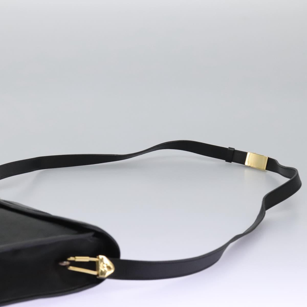 Christian Dior Honeycomb Canvas Shoulder Bag Black Gold Auth bs25477
