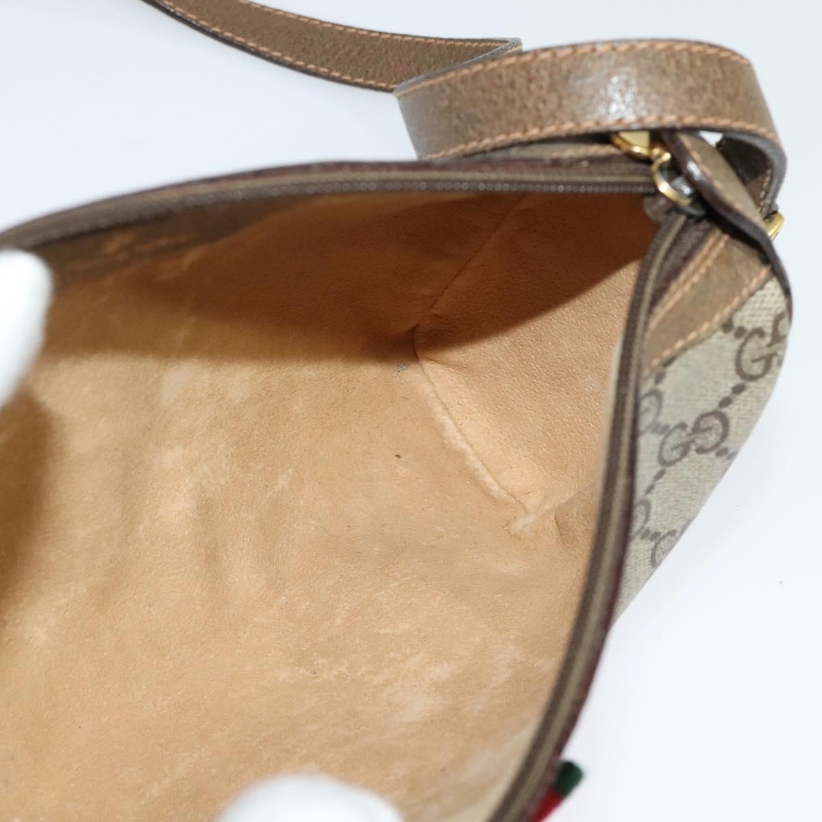 GUCCI GG Supreme Web Sherry Line Bag PVC Beige Gold 89 02 018 Auth bs25483