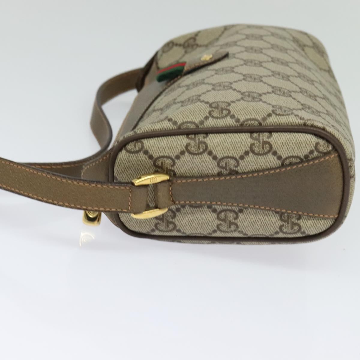 GUCCI GG Supreme Web Sherry Line Bag PVC Beige Gold 89 02 018 Auth bs25483