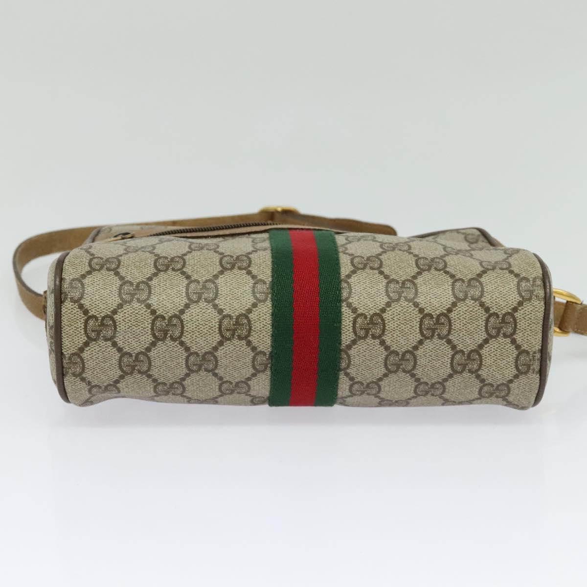 GUCCI GG Supreme Web Sherry Line Bag PVC Beige Gold 68 02 004 Auth bs25484