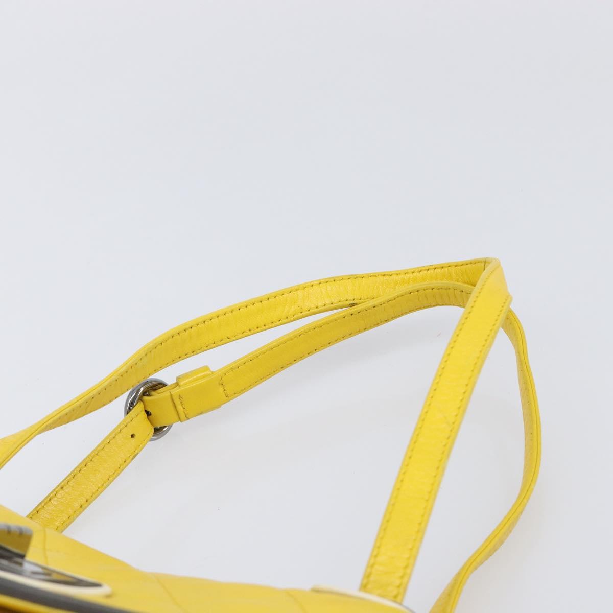 CHANEL Matelasse 2.55 Shoulder Bag Lamb Skin Yellow Silver CC Auth bs25489