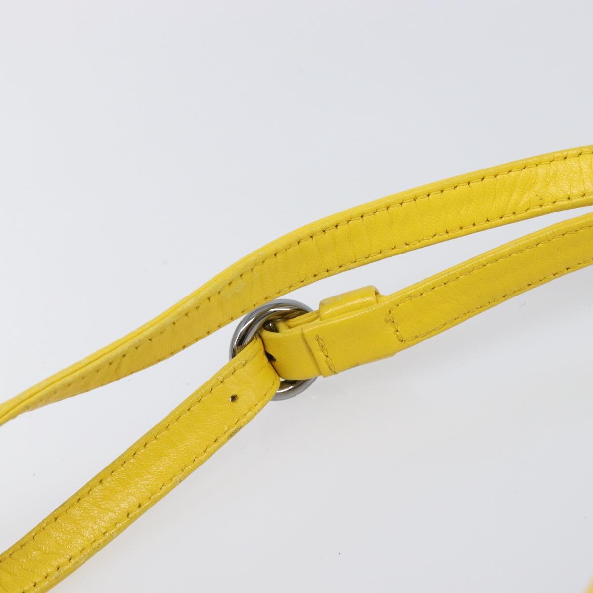 CHANEL Matelasse 2.55 Shoulder Bag Lamb Skin Yellow Silver CC Auth bs25489