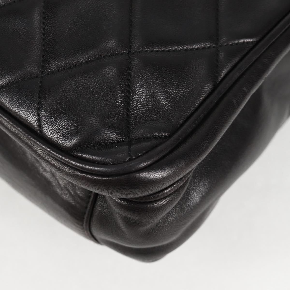 CHANEL Matelasse Tote Bag Lamb Skin Black Gold CC Auth bs25490A