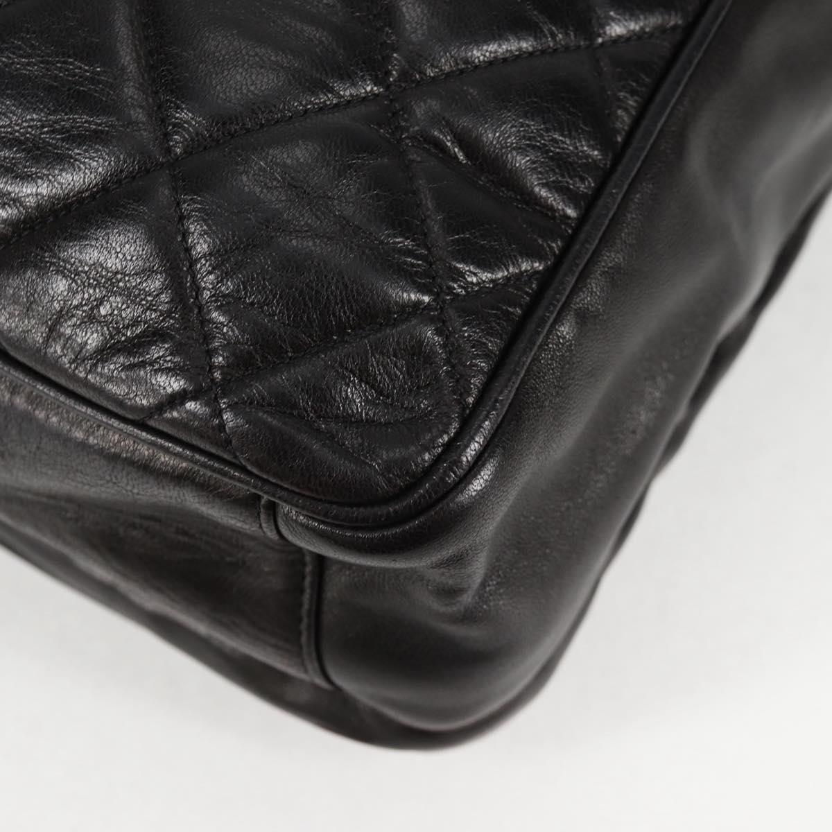 CHANEL Matelasse Tote Bag Lamb Skin Black Gold CC Auth bs25490A