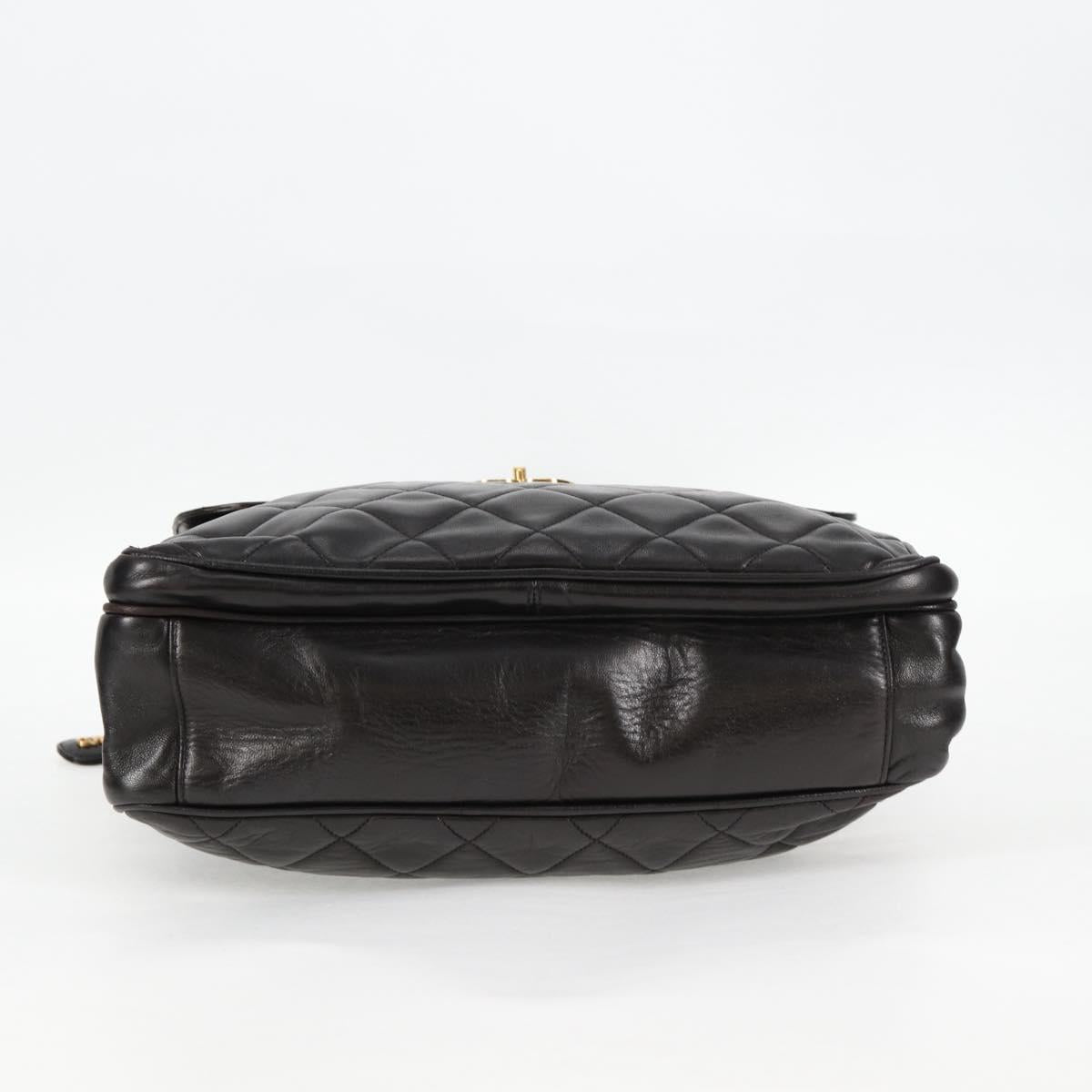 CHANEL Matelasse Tote Bag Lamb Skin Black Gold CC Auth bs25490A