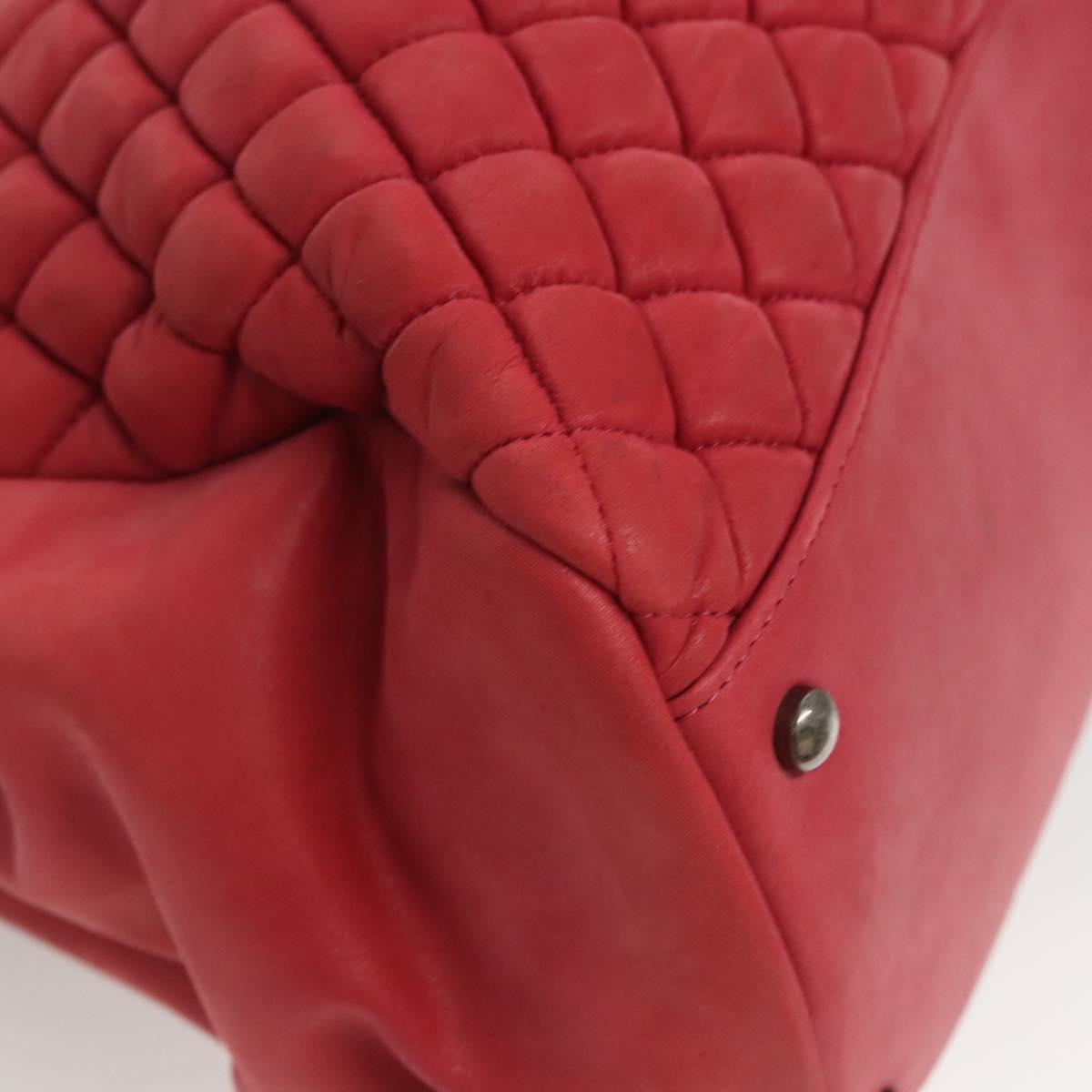 CHANEL Matelasse Chain Shoulder Bag Lamb Skin Pink Silver CC Auth bs25492