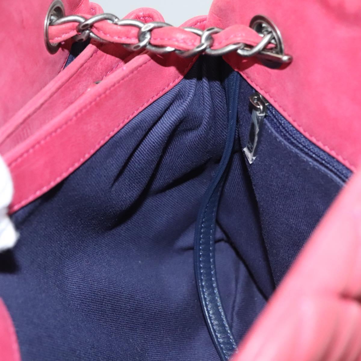 CHANEL Matelasse Chain Shoulder Bag Lamb Skin Pink Silver CC Auth bs25492