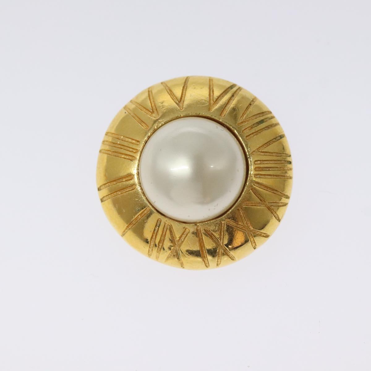 CHANEL Earring metal Gold CC Auth bs25494