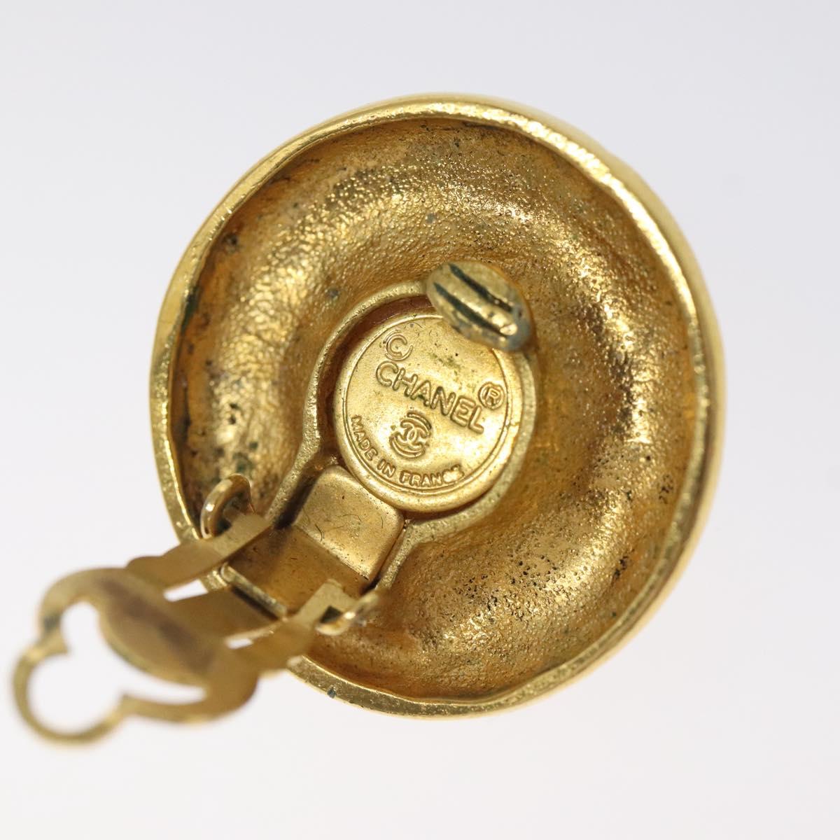 CHANEL Earring metal Gold CC Auth bs25494