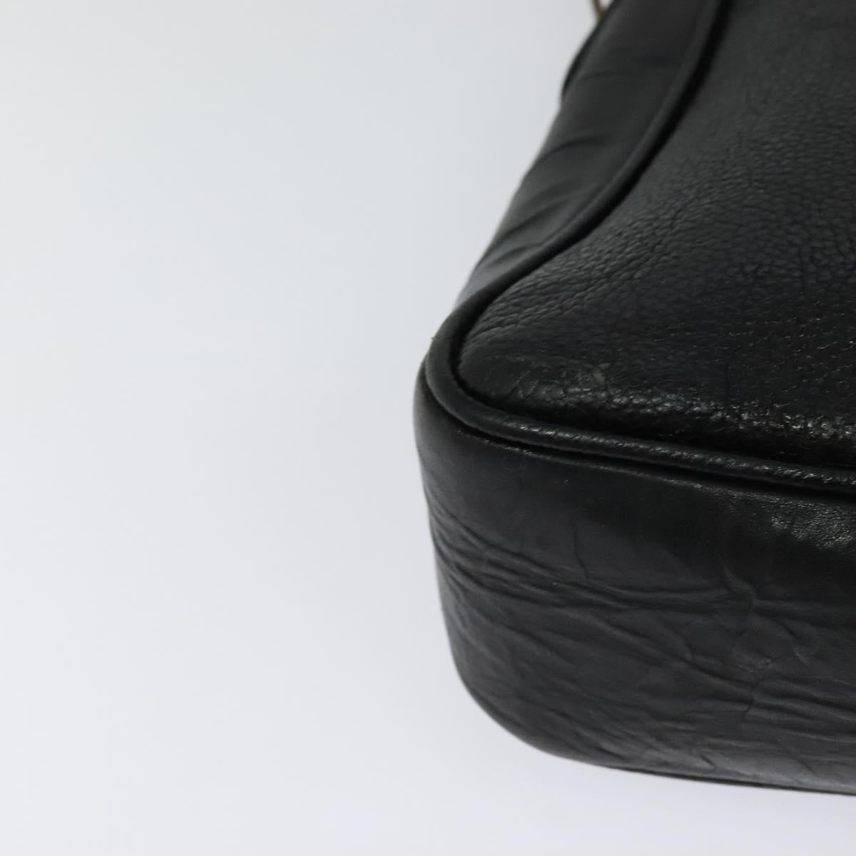 Burberrys Shoulder Bag Leather Black Gold Auth bs25497