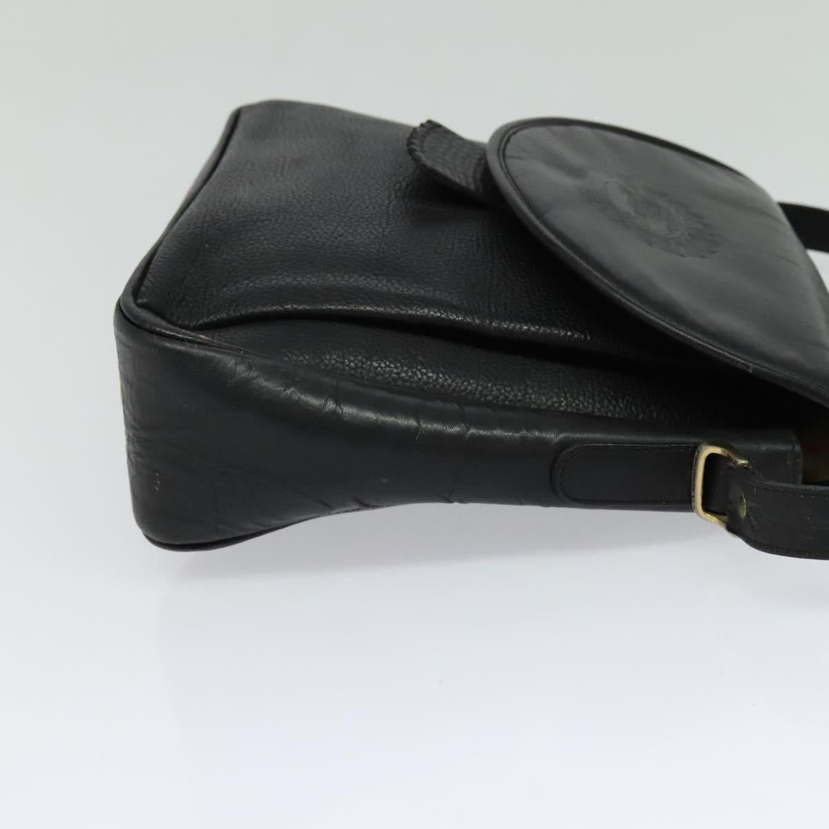 Burberrys Shoulder Bag Leather Black Gold Auth bs25497