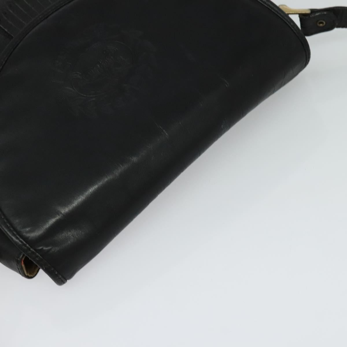 Burberrys Shoulder Bag Leather Black Gold Auth bs25497