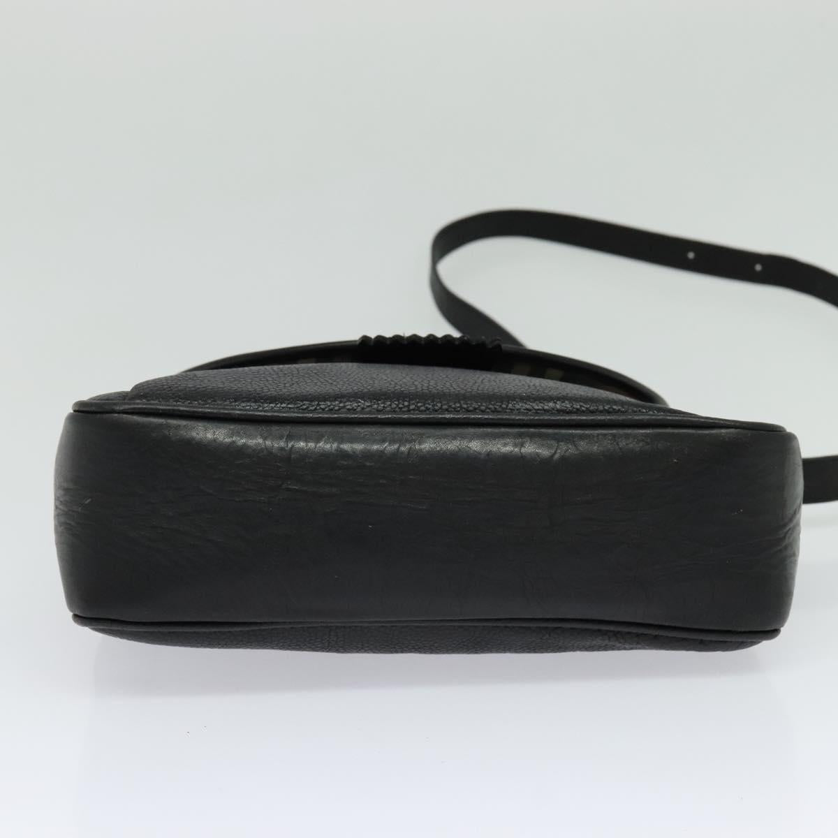 Burberrys Shoulder Bag Leather Black Gold Auth bs25497