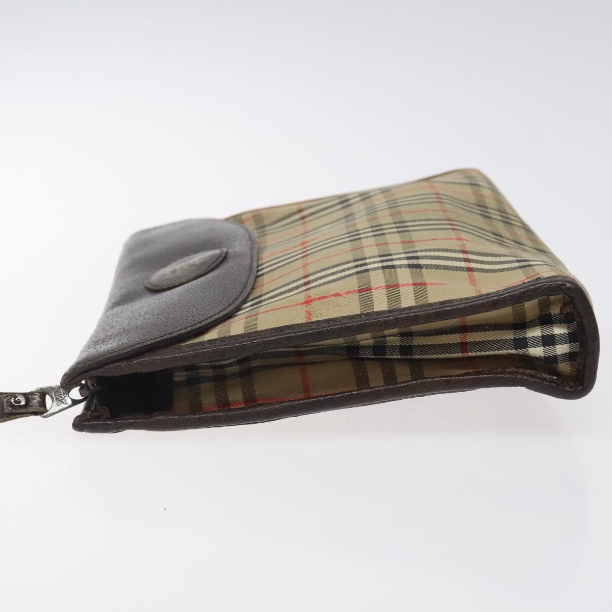 Burberrys Nova Check Clutch Bag Canvas Beige Auth bs25520