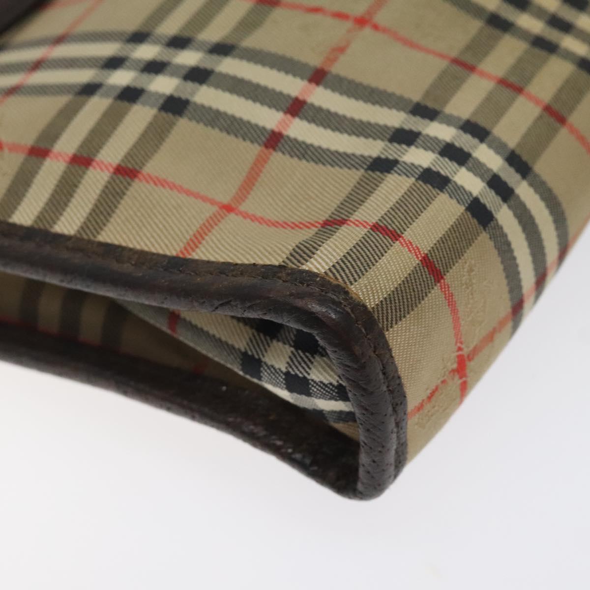 Burberrys Nova Check Clutch Bag Canvas Beige Auth bs25520