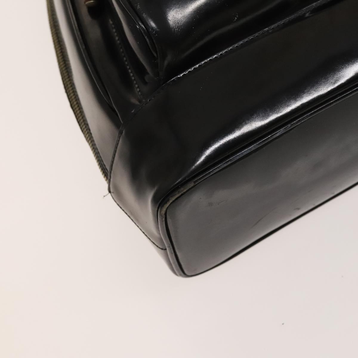 GUCCI Bamboo Shoulder Bag Enamel Black 003 2113 0127 Auth bs25525