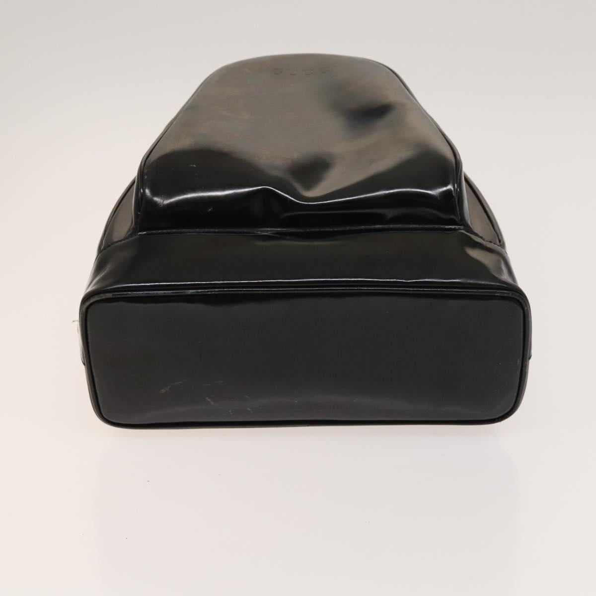 GUCCI Bamboo Shoulder Bag Enamel Black 003 2113 0127 Auth bs25525