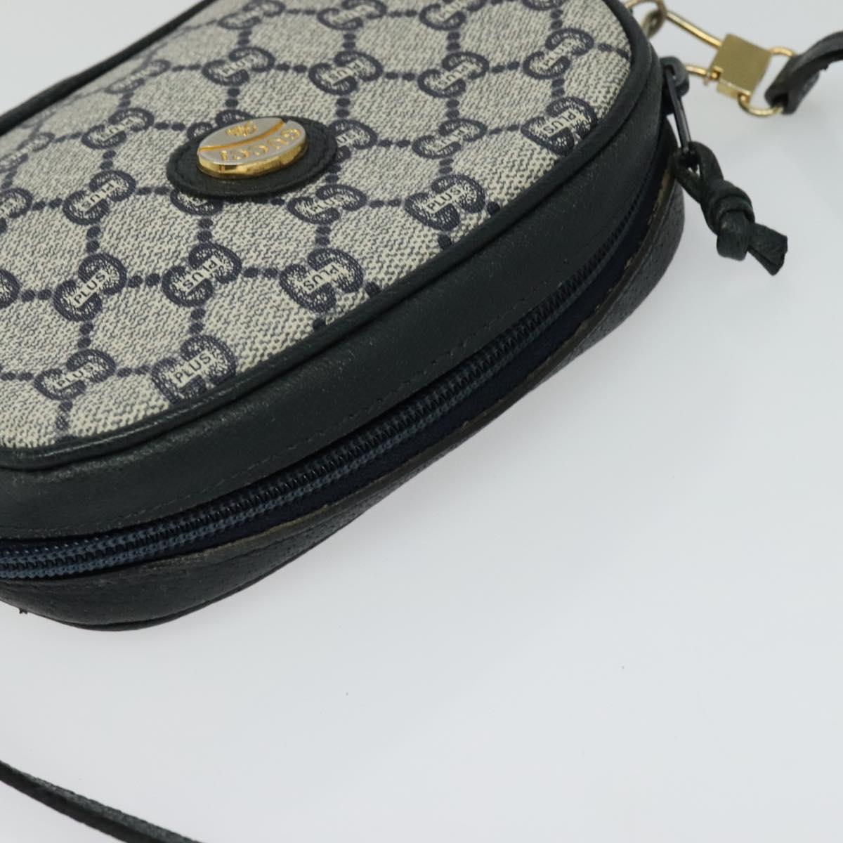 GUCCI GG Plus Supreme Shoulder Bag PVC Navy Gold Auth bs25527