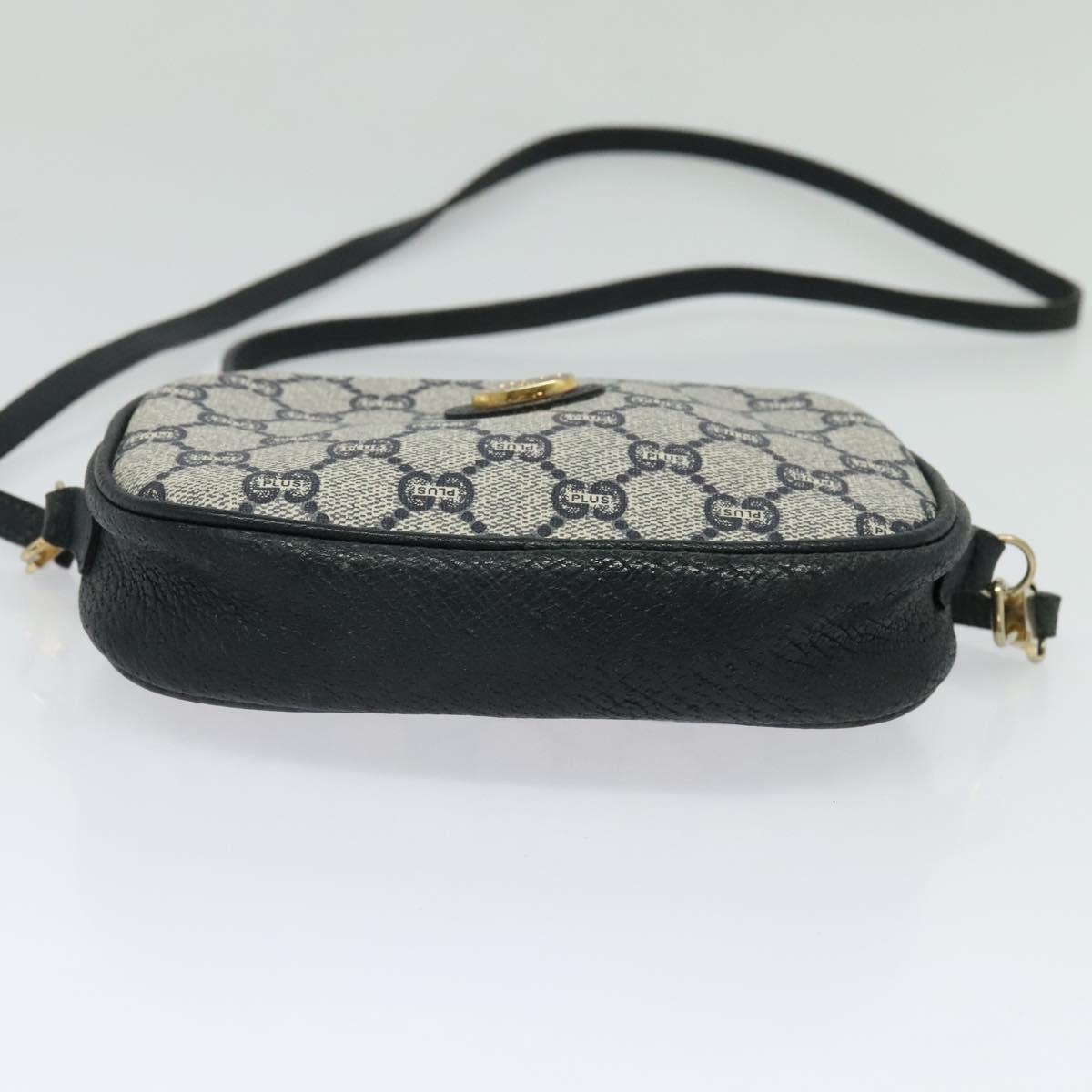 GUCCI GG Plus Supreme Shoulder Bag PVC Navy Gold Auth bs25527