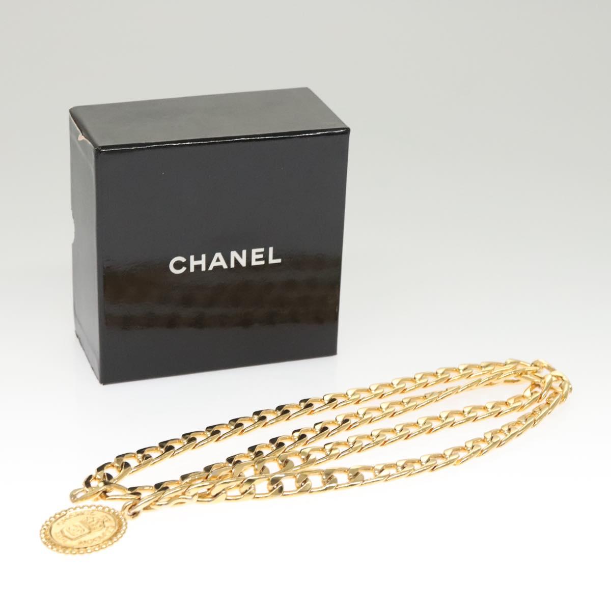 CHANEL Chain Belt metal Gold CC Auth bs25546