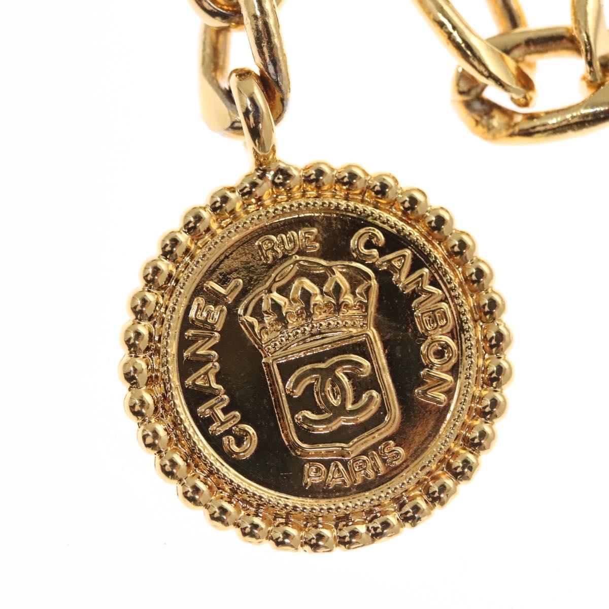 CHANEL Chain Belt metal Gold CC Auth bs25546