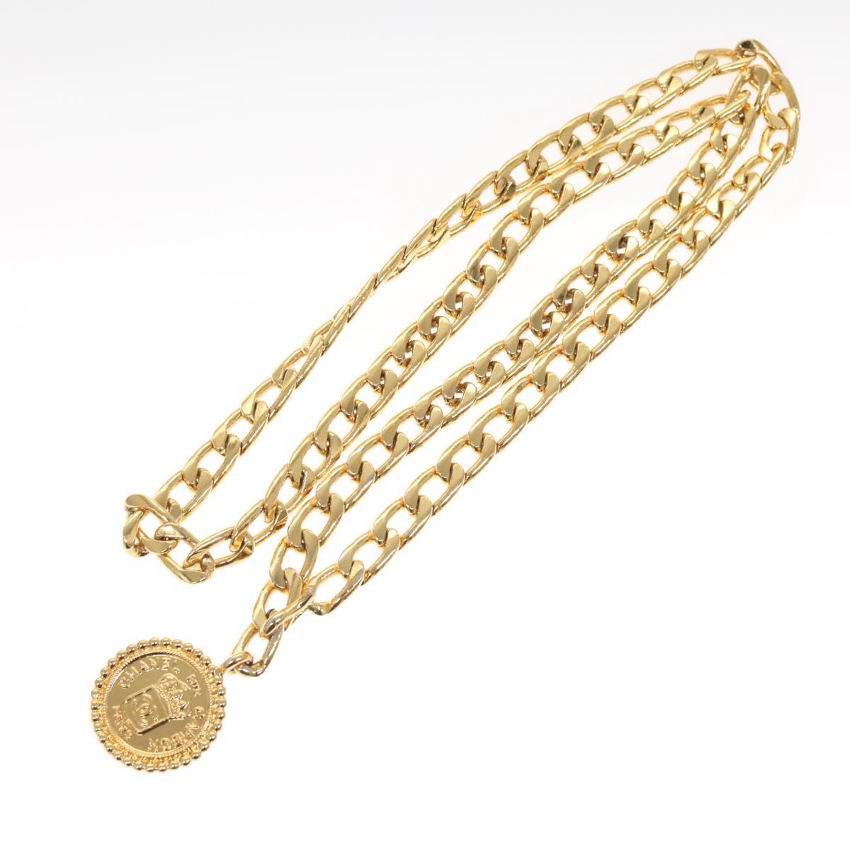 CHANEL Chain Belt metal Gold CC Auth bs25546