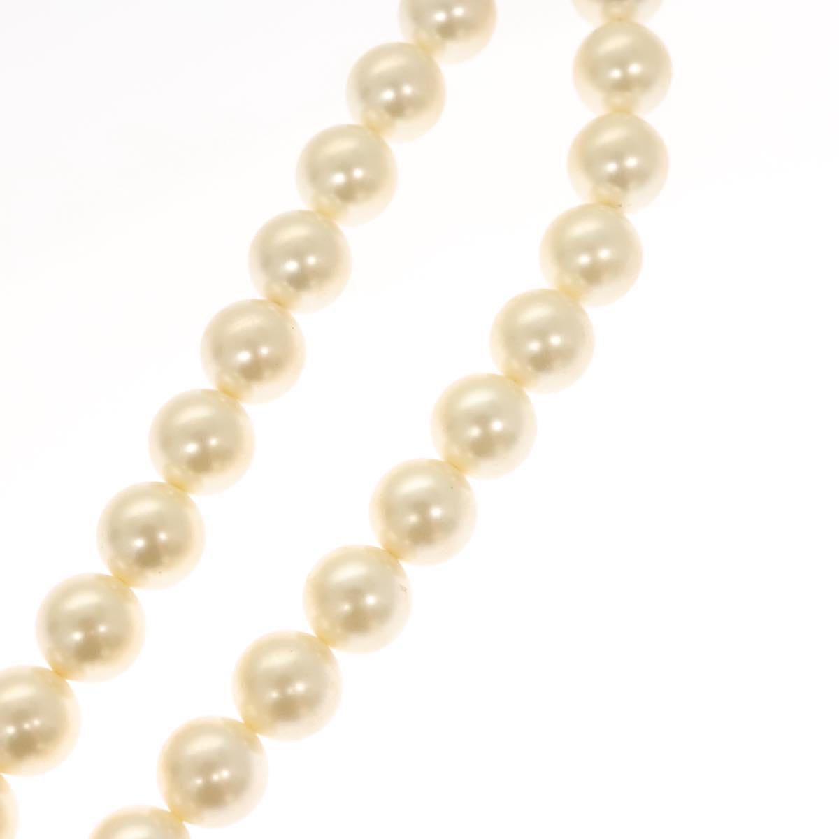 CHANEL Pearl Necklace metal White CC Auth bs25548