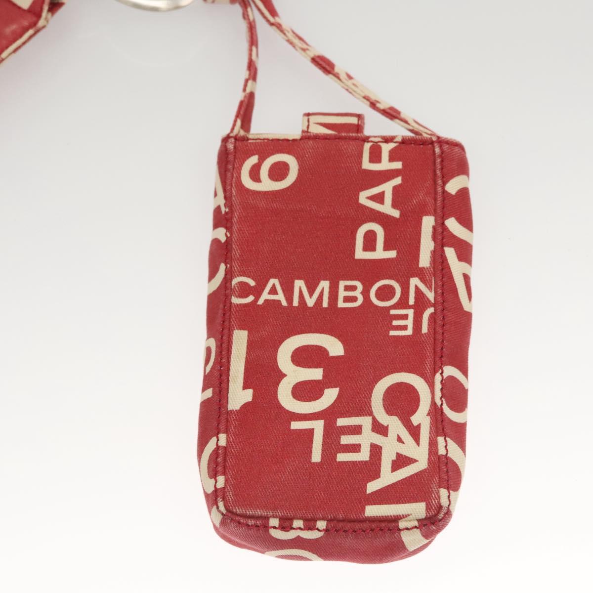 CHANEL Chain Bicy line Tote Bag Canvas Red CC Auth bs25552