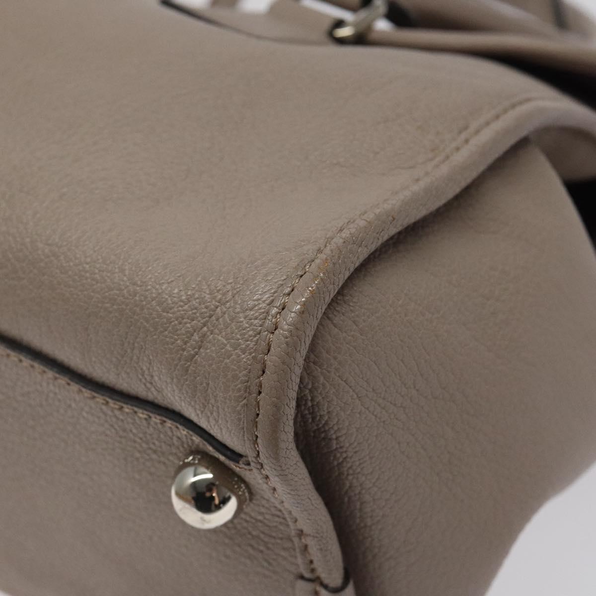 LOEWE Anagram Hand Bag Leather Gray Silver Auth bs25553