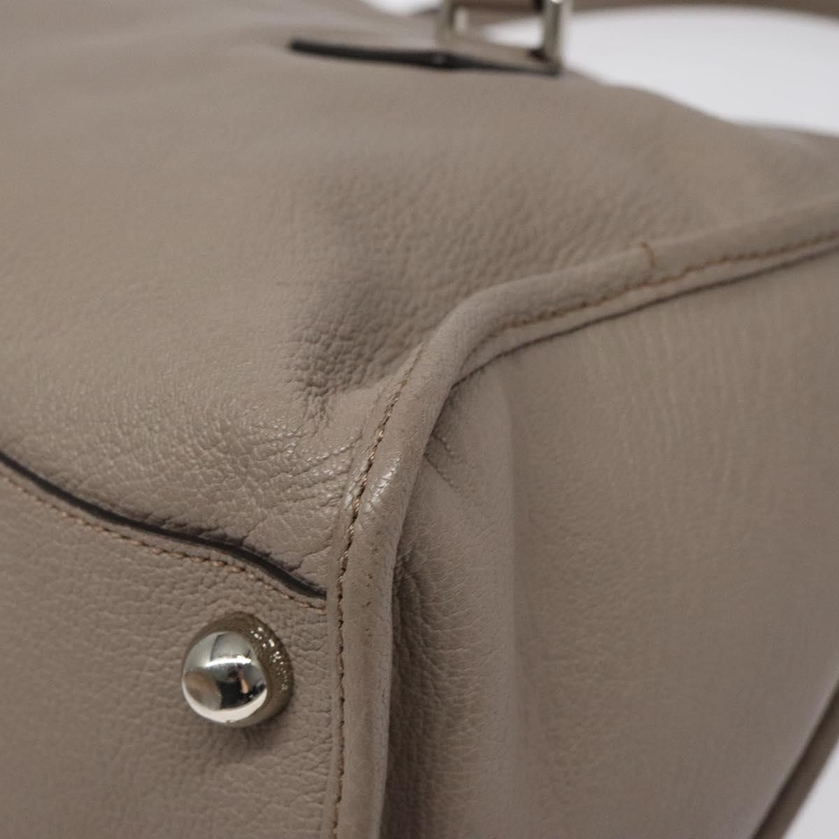 LOEWE Anagram Hand Bag Leather Gray Silver Auth bs25553