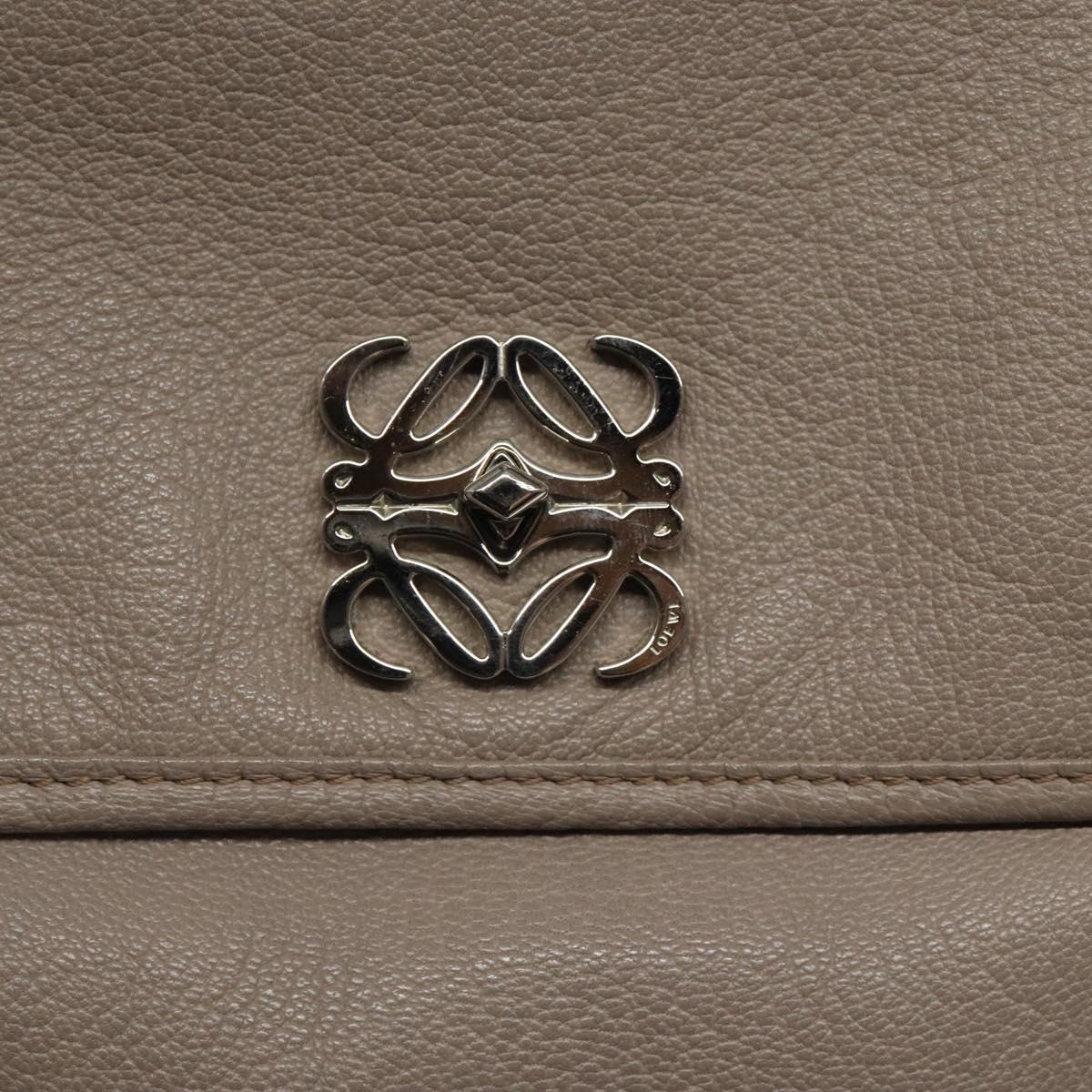LOEWE Anagram Hand Bag Leather Gray Silver Auth bs25553