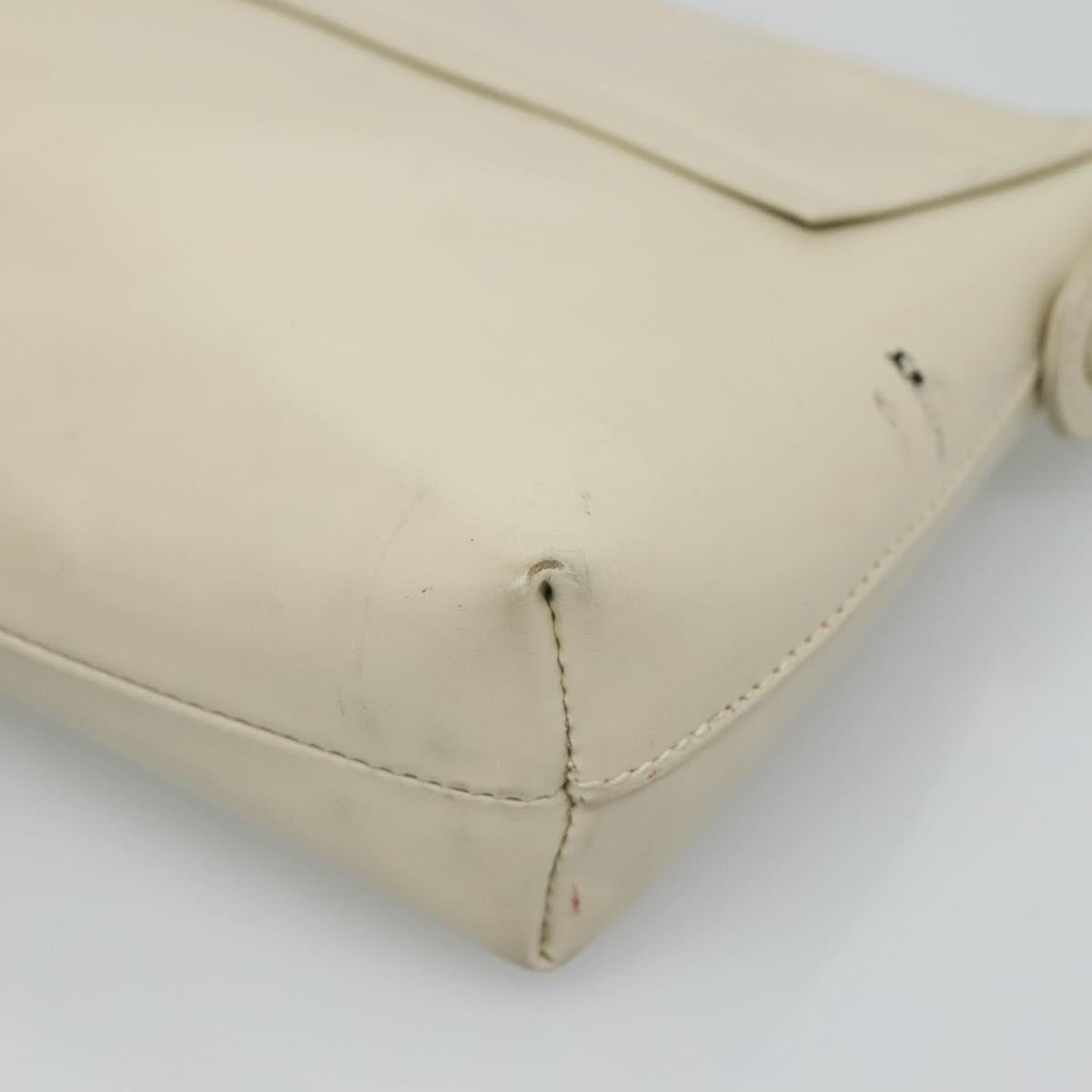 LOEWE Pouch Leather White Auth bs25555