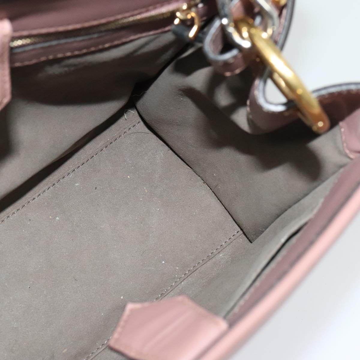 FENDI Runaway Small Hand Bag Leather 2way Pink Gold Auth bs25561