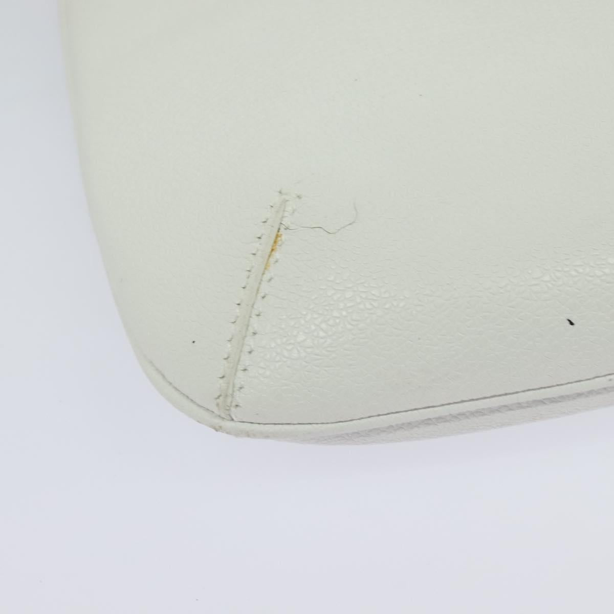 BVLGARI Shoulder Bag Leather White Silver Auth bs25565