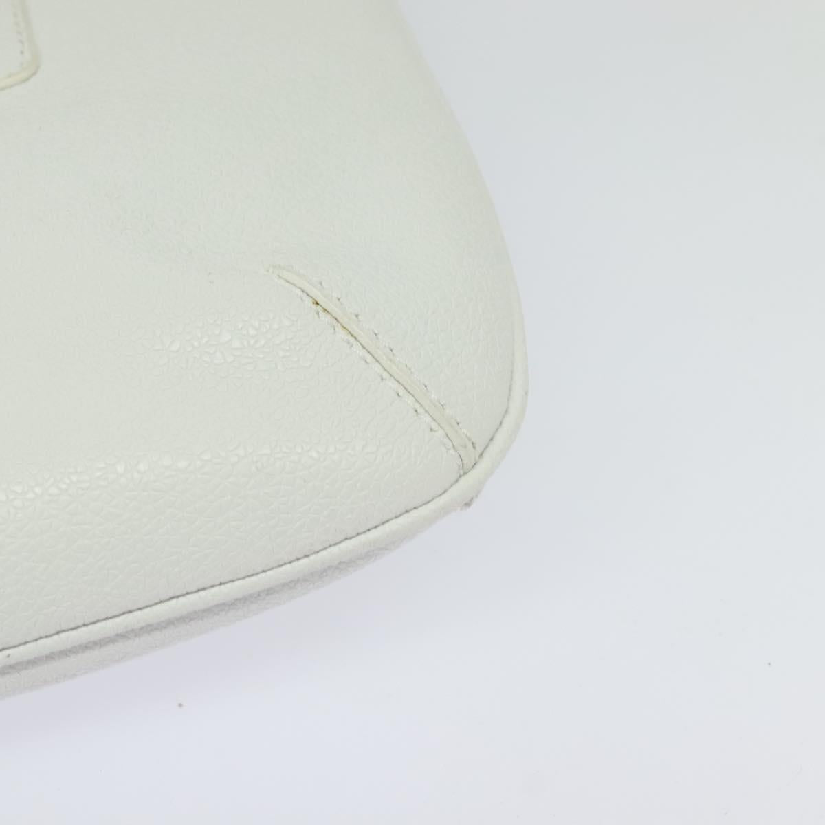 BVLGARI Shoulder Bag Leather White Silver Auth bs25565